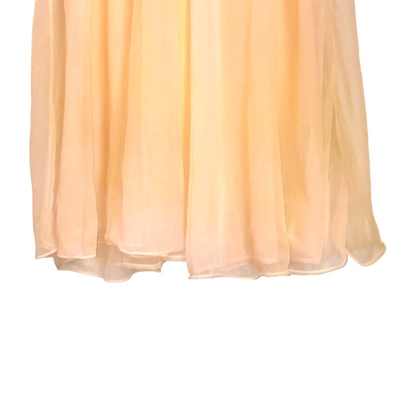 VTG 70s Sunset Ombre Sheer Mesh Ruffle Long Sleeve Lace Trim Duster Robe - Picture 5 of 8